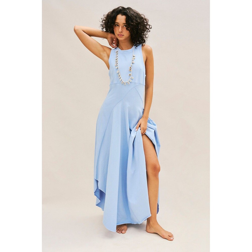 Free People FP Beach Main Street Racer Back MIDI Dress in Blue Vista XS Sold Out